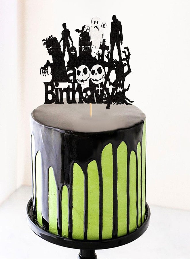 Ercadio 1 Pack Zombie Happy Birthday Cake Topper Assembled Glitter Zombies Cake Pick Decorations for Halloween Theme Birthday Baby Shower Party Supplies - Image 5